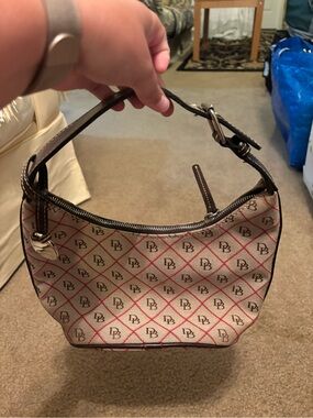 Vintage Y2K Dooney & Bourke Signature Monogram Mini Hobo Shoulder Bag
